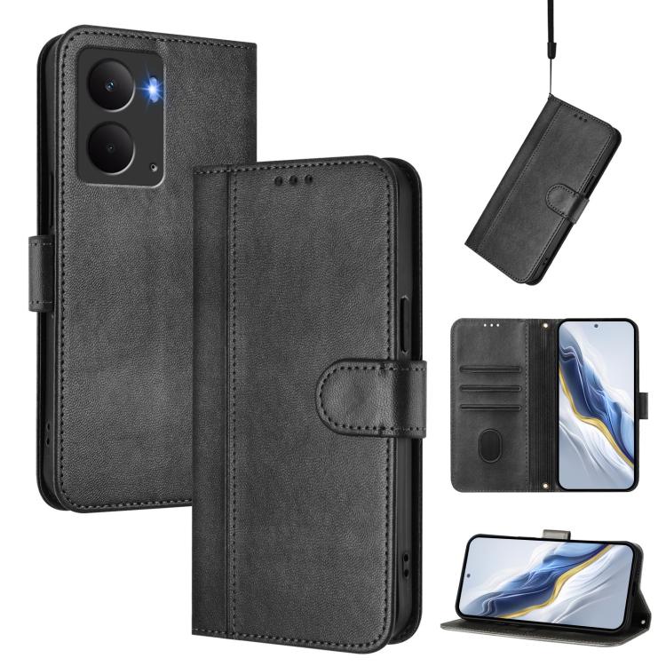 Line Splicing Buckle Retro Leather Phone Case, For Realme 14 5G / 14T 5G Global, For Realme P3 Ultra 5G, For Realme P3 5G