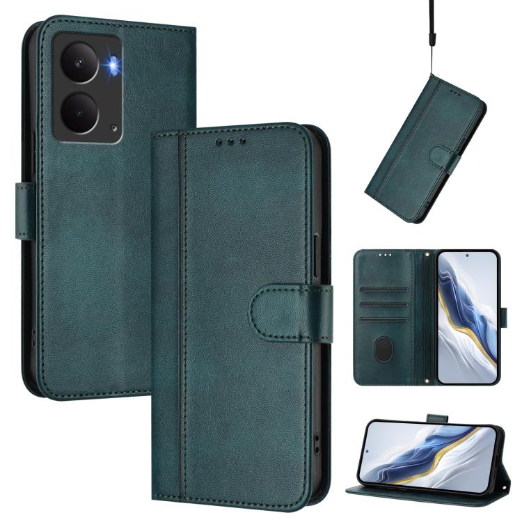 Line Splicing Buckle Retro Leather Phone Case, For Realme 14 5G / 14T 5G Global, For Realme P3 Ultra 5G, For Realme P3 5G