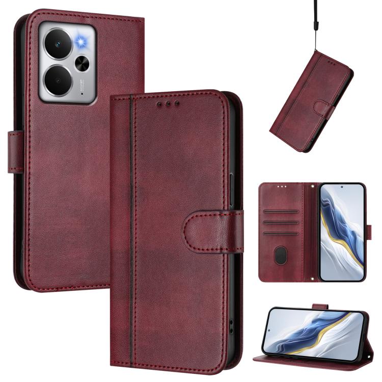 Line Splicing Buckle Retro Leather Phone Case, For Realme 14 5G / 14T 5G Global, For Realme P3 Ultra 5G, For Realme P3 5G