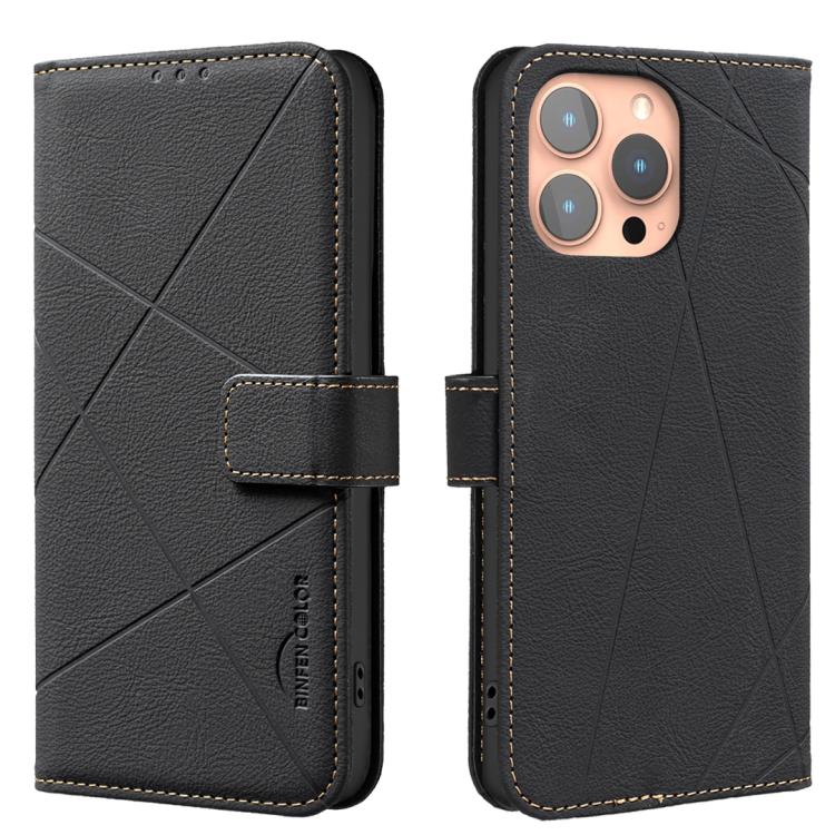 Geometric Pattern RFID Leather Phone Case, For iPhone 16, For iPhone 15 Pro Max, For iPhone 15 Pro, For iPhone 14 Plus / 15 Plus