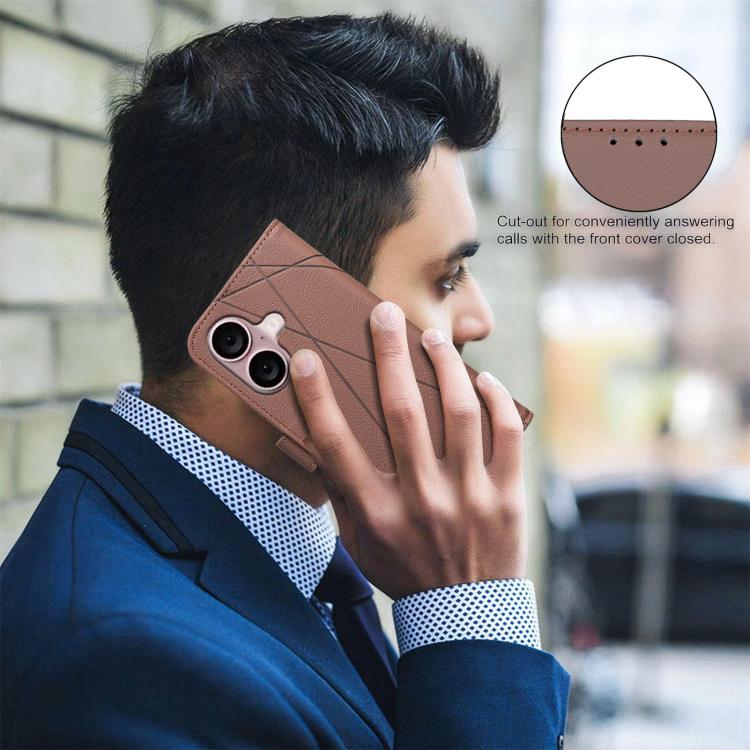 Geometric Pattern RFID Leather Phone Case, For iPhone 16, For iPhone 15 Pro Max, For iPhone 15 Pro, For iPhone 14 Plus / 15 Plus