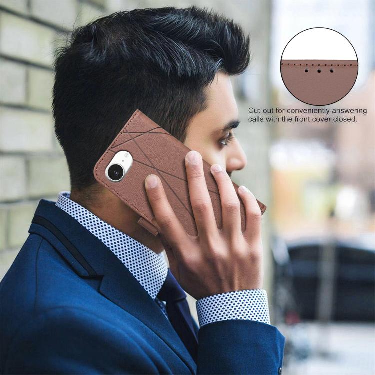 Geometric Pattern RFID Leather Phone Case, For iPhone 16e / 17e, For iPhone 17 Pro Max, For iPhone 17 Pro, For iPhone 17