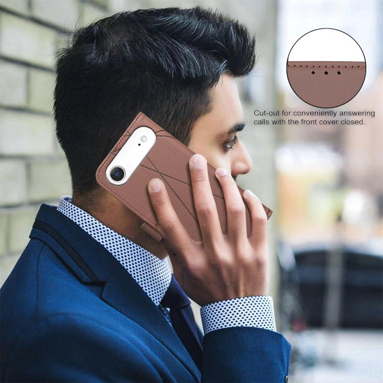 Geometric Pattern RFID Leather Phone Case, For iPhone Air, For iPhone 16 Pro Max, For iPhone 16 Pro, For iPhone 16 Plus
