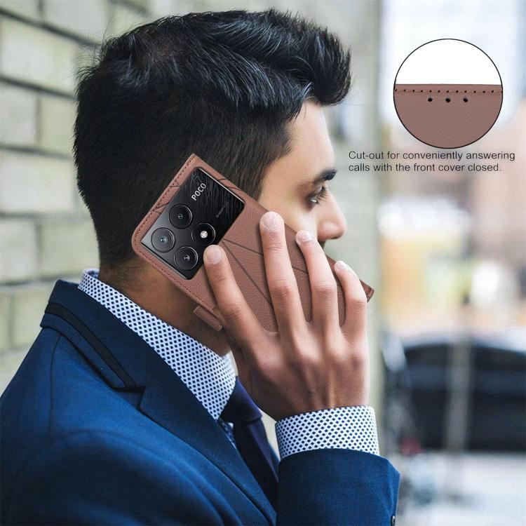Geometric Pattern RFID Leather Phone Case, For Xiaomi Poco C55, For Xiaomi Poco X5 Pro, For Xiaomi Poco X5, For Xiaomi Poco M3 Pro