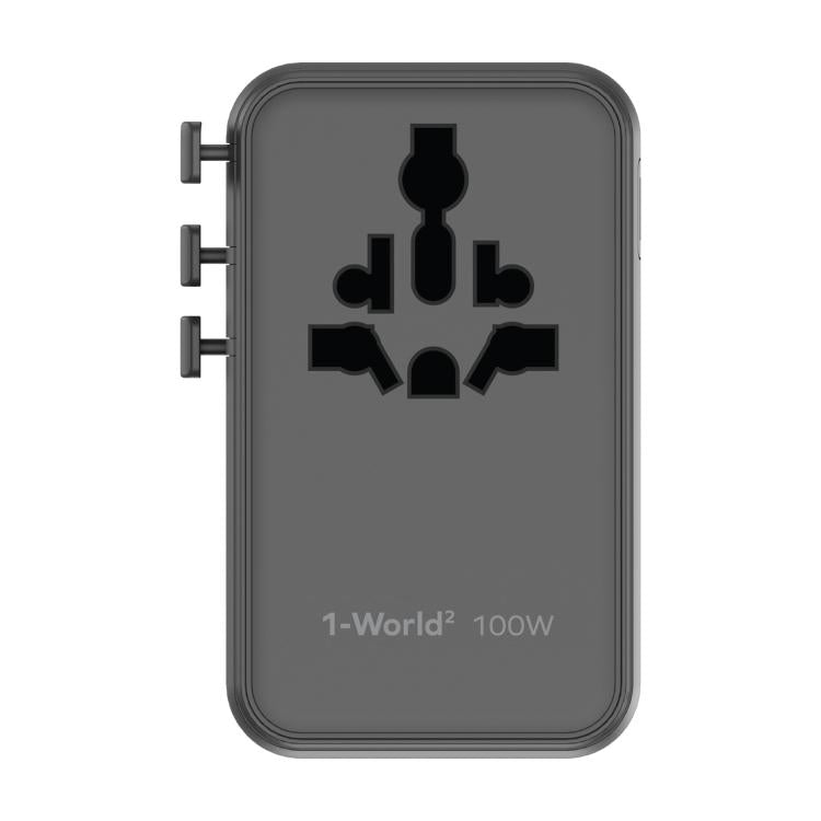 MOMAX UA23 1-World 2 4-Port Mini Universal Travel GaN Charger 100W with Dual AC(Black)