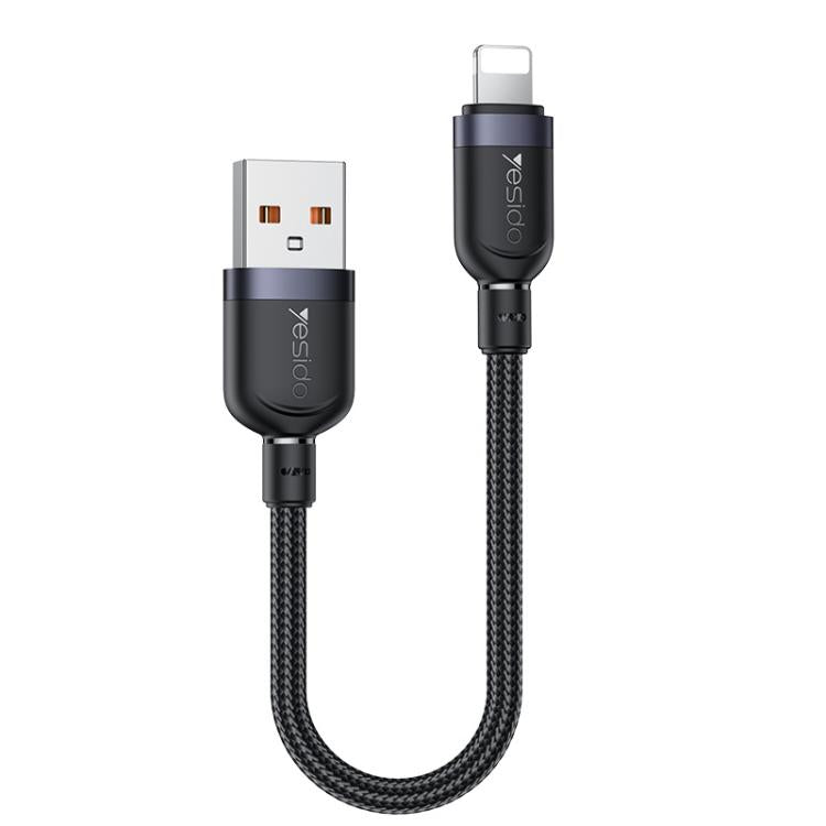 Yesido CA131L 12W 2.4A USB to 8 Pin Charging Data Cable, Length:0.3m(Black)