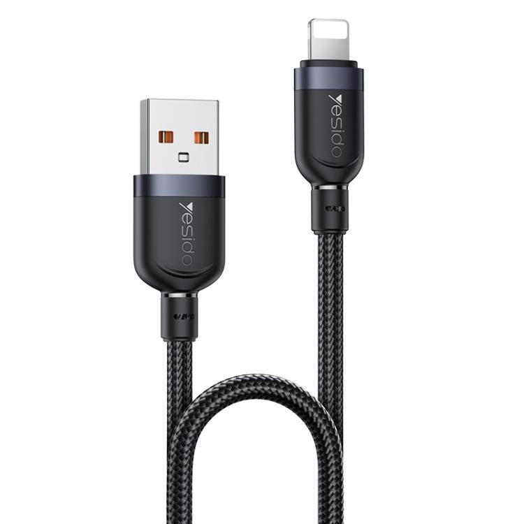 Yesido CA132L 12W 2.4A USB to 8 Pin Charging Data Cable, Length:1.2m(Black)