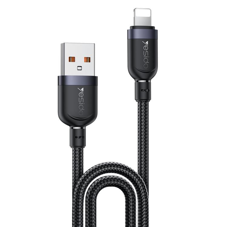 Yesido CA133L 12W 2.4A USB to 8 Pin Charging Data Cable, Length:2m(Black)