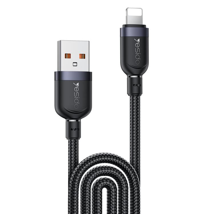 Yesido CA134L 12W 2.4A USB to 8 Pin Charging Data Cable, Length:3m(Black)