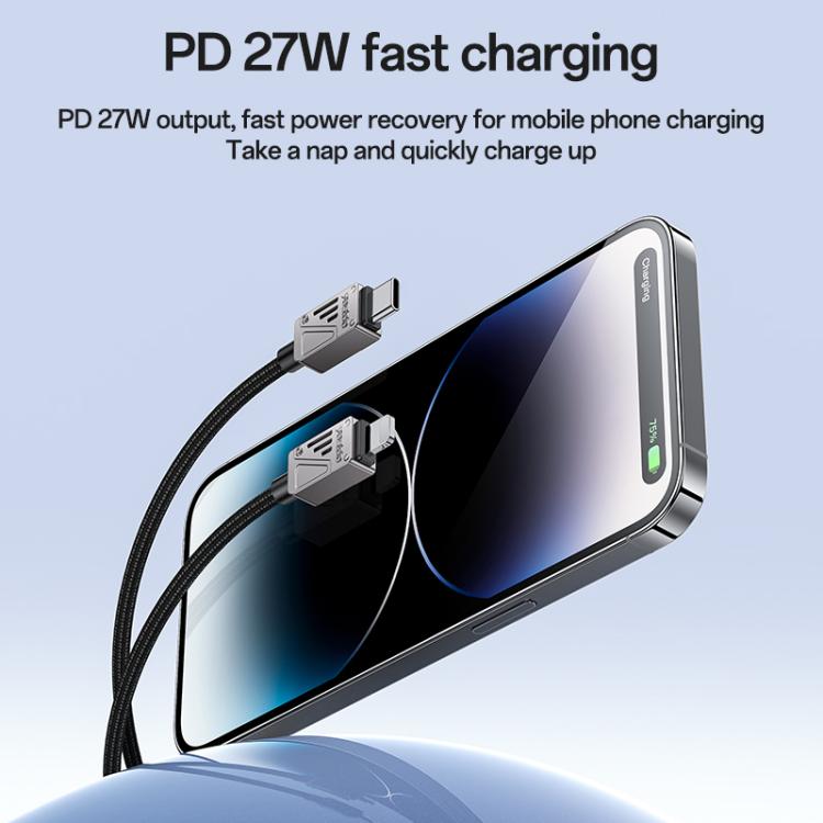 Yesido CA195 27W 3A USB-C / Type-C to 8 Pin Zinc Alloy Data Cable, Length:1.2m(Black)