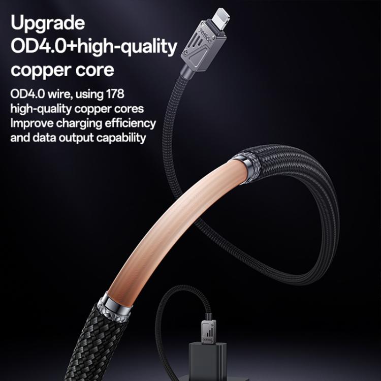 Yesido CA195 27W 3A USB-C / Type-C to 8 Pin Zinc Alloy Data Cable, Length:1.2m(Black)