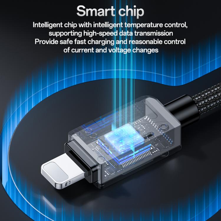 Yesido CA195 27W 3A USB-C / Type-C to 8 Pin Zinc Alloy Data Cable, Length:1.2m(Black)