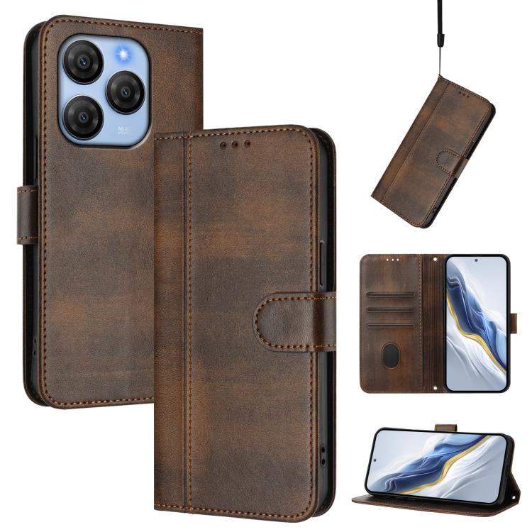 Line Splicing Buckle Retro Leather Phone Case, For Blackview Oscal Tiger 13, For Blackview Wave 8 / 8C / Oscal Flat 2, For Blackview Shark 9 5G