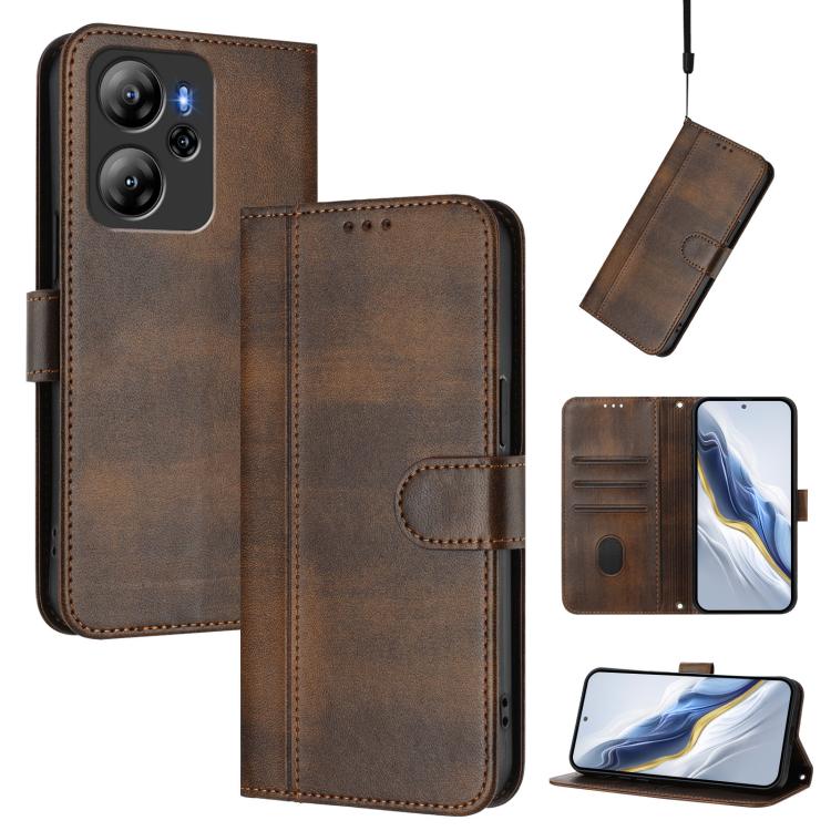 Line Splicing Buckle Retro Leather Phone Case, For Blackview Oscal Tiger 13, For Blackview Wave 8 / 8C / Oscal Flat 2, For Blackview Shark 9 5G