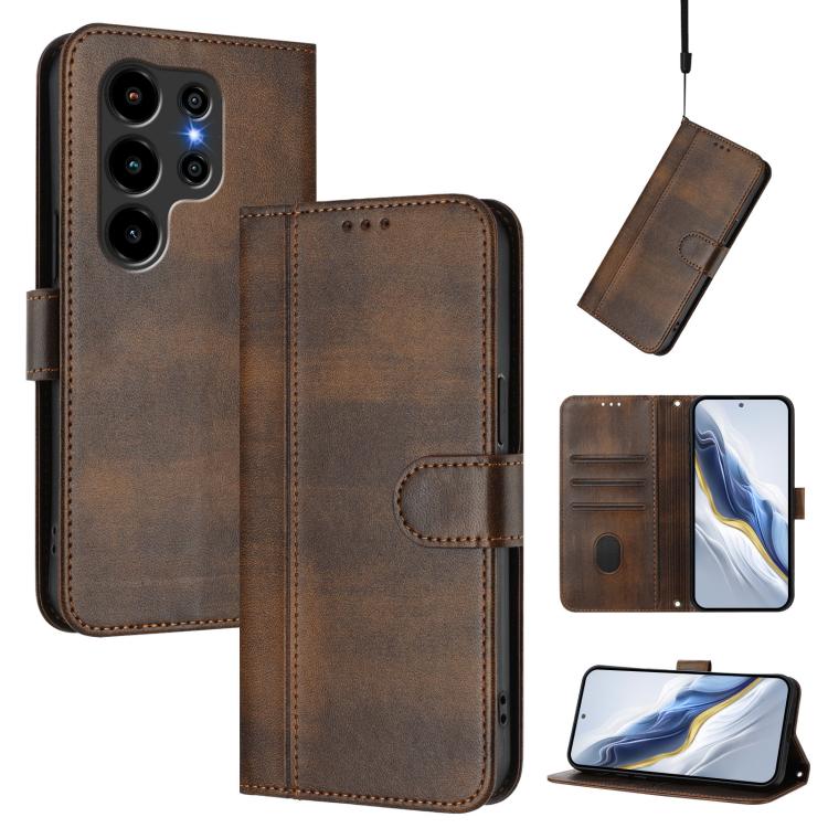 Line Splicing Buckle Retro Leather Phone Case, For Blackview Wave 7C, For Blackview Wave 10, For Blackview Shark 6