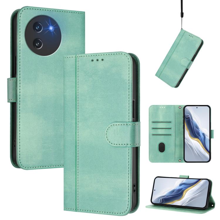 Line Splicing Buckle Retro Leather Phone Case, For Doogee Note 56 / Note 56 Pro, For Doogee N60 Pro, For Doogee Note 59 / 59 Pro