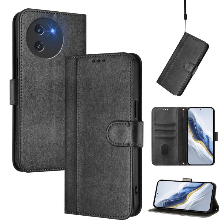 Line Splicing Buckle Retro Leather Phone Case, For Doogee Note 56 / Note 56 Pro, For Doogee N60 Pro, For Doogee Note 59 / 59 Pro
