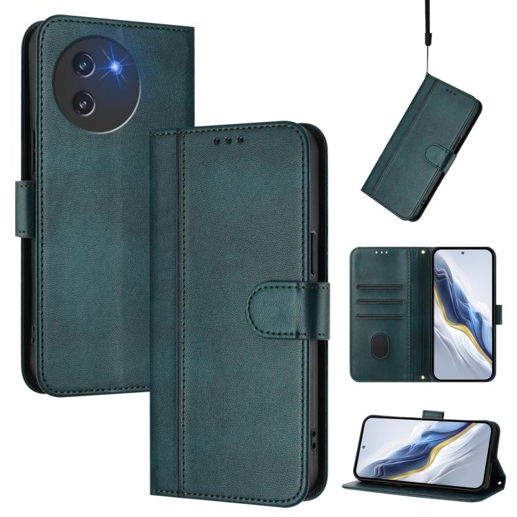 Line Splicing Buckle Retro Leather Phone Case, For Doogee Note 56 / Note 56 Pro, For Doogee N60 Pro, For Doogee Note 59 / 59 Pro