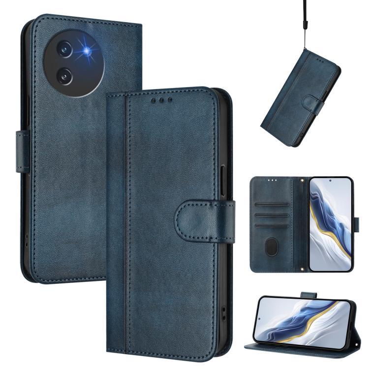 Line Splicing Buckle Retro Leather Phone Case, For Doogee Note 56 / Note 56 Pro, For Doogee N60 Pro, For Doogee Note 59 / 59 Pro
