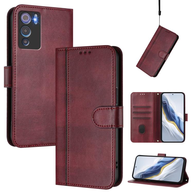 Line Splicing Buckle Retro Leather Phone Case, For Doogee Note 56 / Note 56 Pro, For Doogee N60 Pro, For Doogee Note 59 / 59 Pro