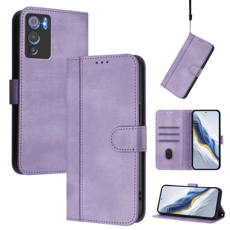 Line Splicing Buckle Retro Leather Phone Case, For Doogee Note 56 / Note 56 Pro, For Doogee N60 Pro, For Doogee Note 59 / 59 Pro