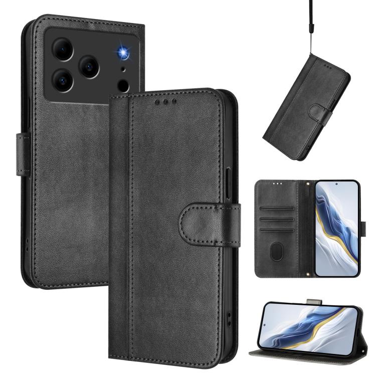 Line Splicing Buckle Retro Leather Phone Case, For Doogee Note 56 / Note 56 Pro, For Doogee N60 Pro, For Doogee Note 59 / 59 Pro