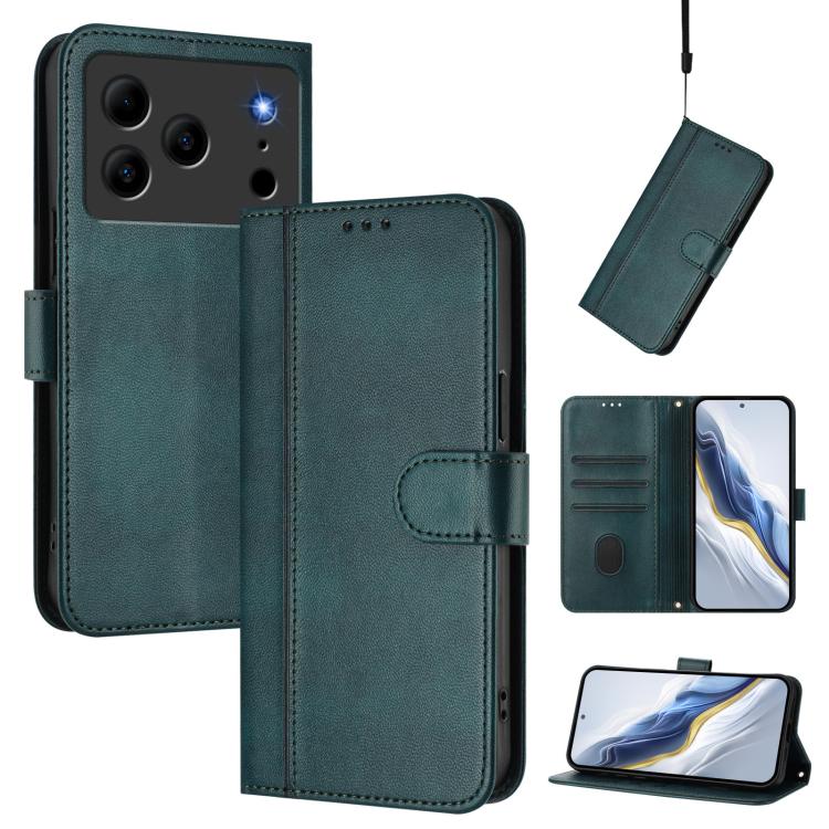 Line Splicing Buckle Retro Leather Phone Case, For Doogee Note 56 / Note 56 Pro, For Doogee N60 Pro, For Doogee Note 59 / 59 Pro