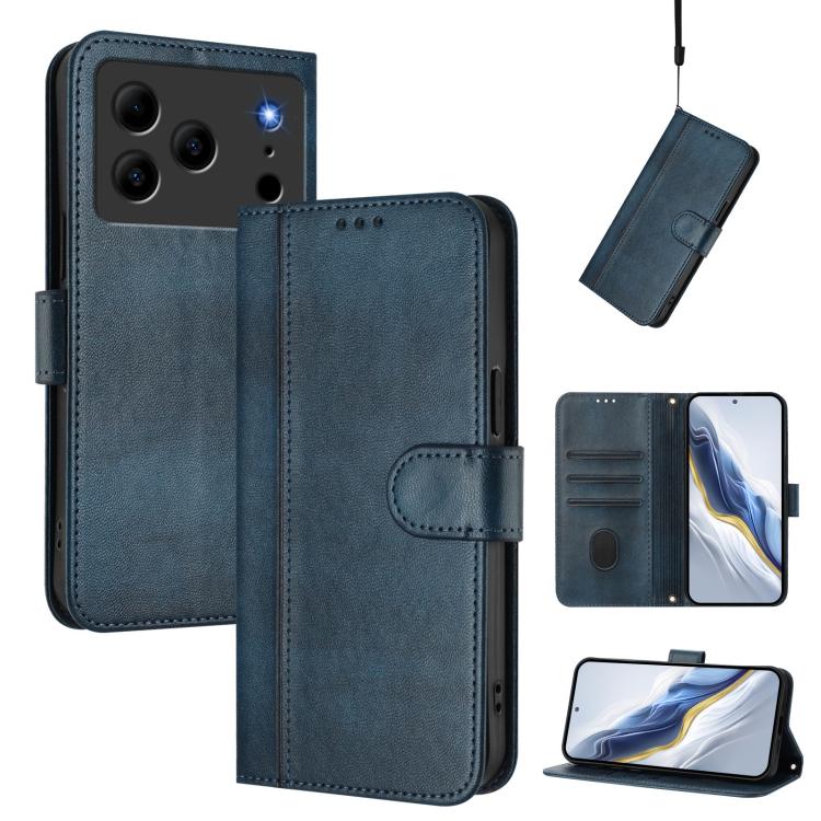 Line Splicing Buckle Retro Leather Phone Case, For Doogee Note 56 / Note 56 Pro, For Doogee N60 Pro, For Doogee Note 59 / 59 Pro