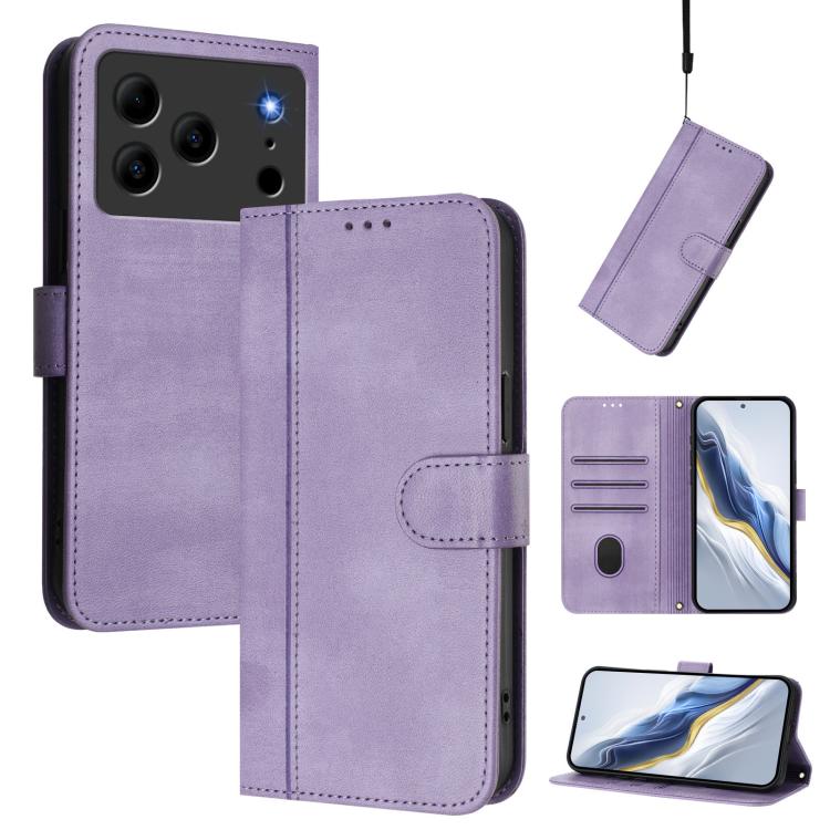 Line Splicing Buckle Retro Leather Phone Case, For Doogee Note 56 / Note 56 Pro, For Doogee N60 Pro, For Doogee Note 59 / 59 Pro