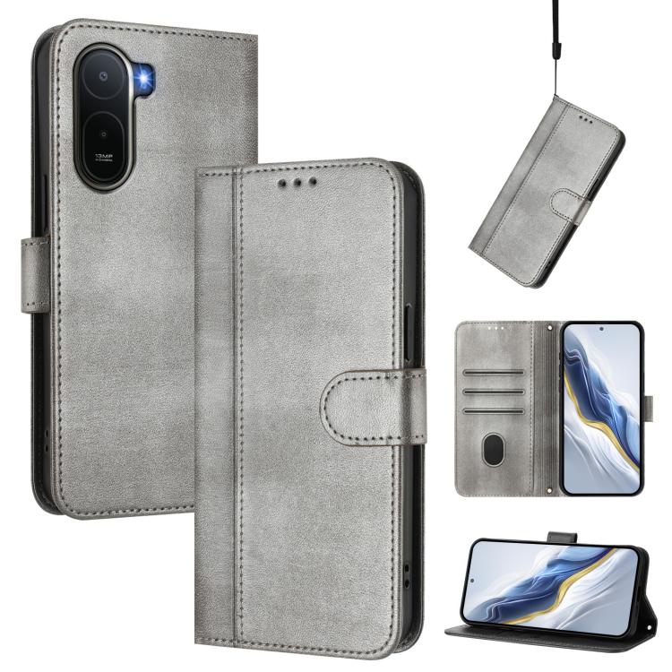 Line Splicing Buckle Retro Leather Phone Case, For Xiaomi 17T Pro 5G, For Redmi A7 Pro 171mm / Poco C85x 5G, For Redmi 15a 5G