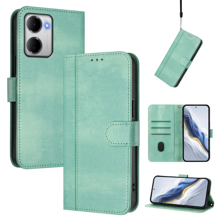 Line Splicing Buckle Retro Leather Phone Case, For Xiaomi 17T Pro 5G, For Redmi A7 Pro 171mm / Poco C85x 5G, For Redmi 15a 5G