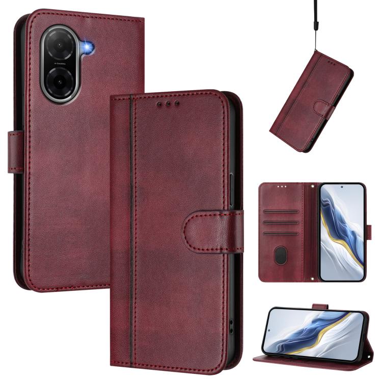 Line Splicing Buckle Retro Leather Phone Case, For Redmi A7 / A5 4G 171mm / Poco C71, For Xiaomi 17 Max 5G, For Redmi K90 Max 5G