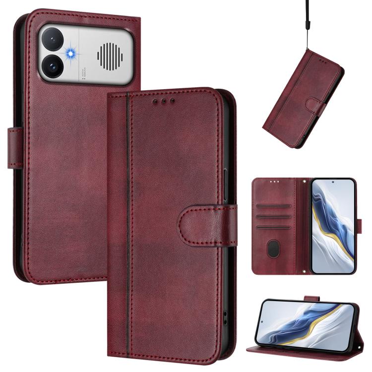 Line Splicing Buckle Retro Leather Phone Case, For Redmi A7 / A5 4G 171mm / Poco C71, For Xiaomi 17 Max 5G, For Redmi K90 Max 5G