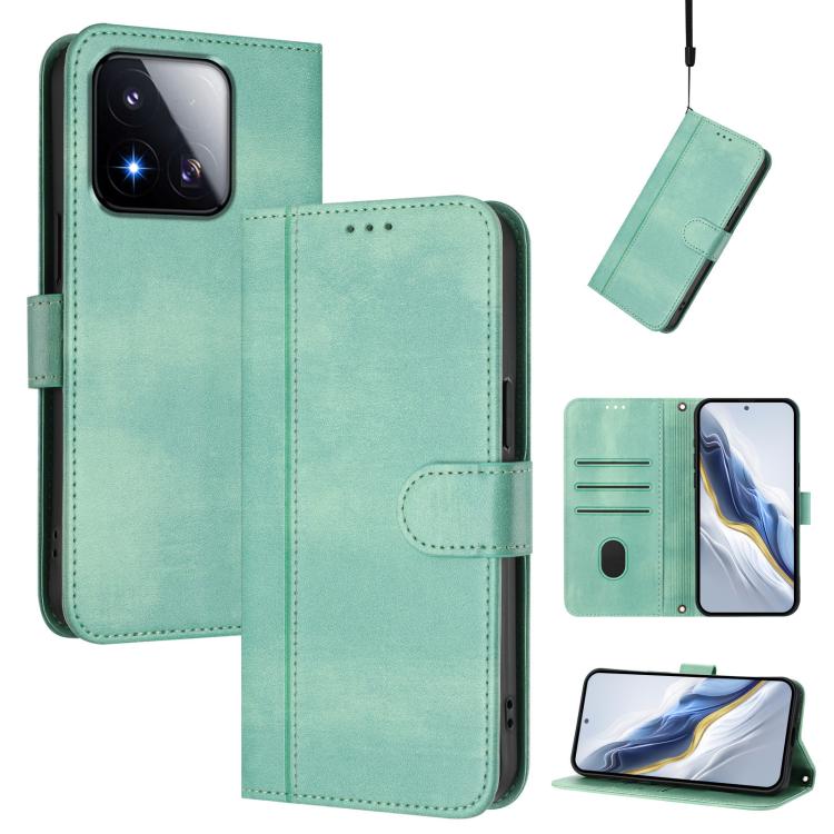 Line Splicing Buckle Retro Leather Phone Case, For Redmi A7 / A5 4G 171mm / Poco C71, For Xiaomi 17 Max 5G, For Redmi K90 Max 5G