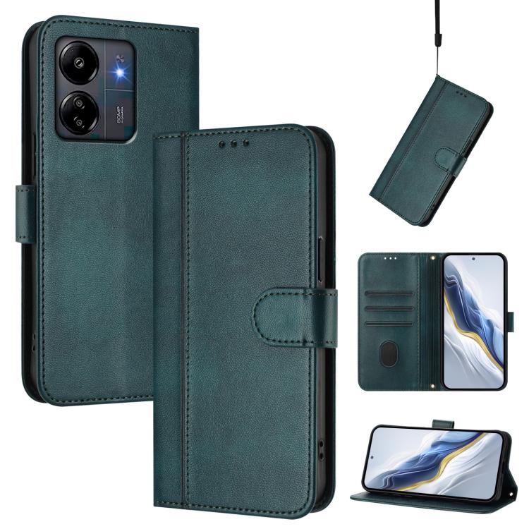 Line Splicing Buckle Retro Leather Phone Case, For Redmi 13C 5G / 4G Global, For Redmi Note 13 4G Global, For Redmi Note 13 Pro 5G Global