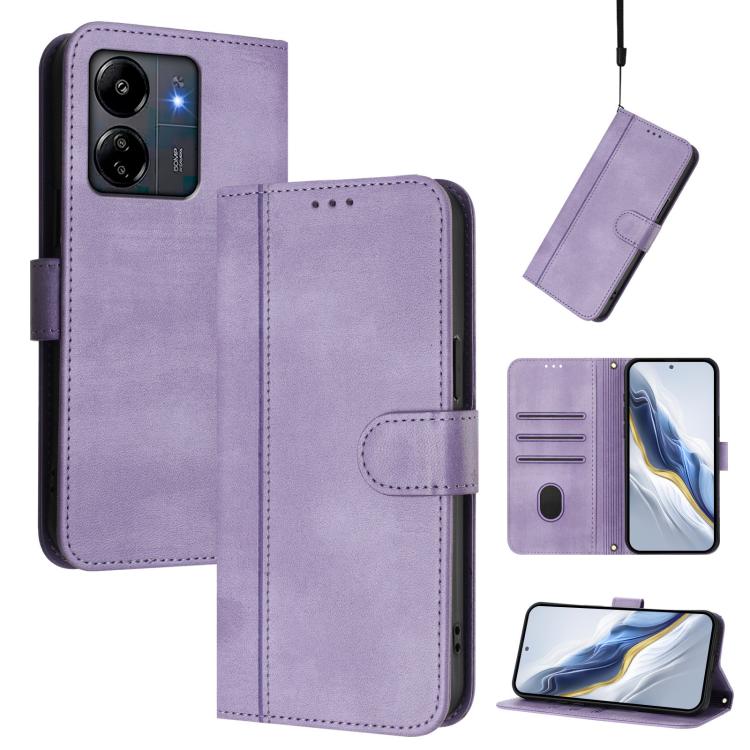 Line Splicing Buckle Retro Leather Phone Case, For Redmi 13C 5G / 4G Global, For Redmi Note 13 4G Global, For Redmi Note 13 Pro 5G Global