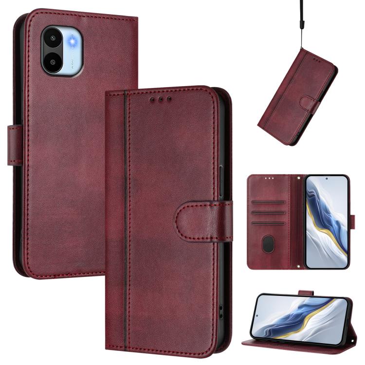Line Splicing Buckle Retro Leather Phone Case, For Redmi Note 12 4G Global, For Redmi A1 4G / A2 4G, For Redmi Note 12 Pro+ 5G India