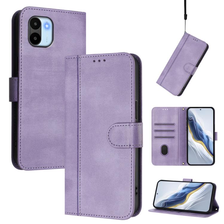 Line Splicing Buckle Retro Leather Phone Case, For Redmi Note 12 4G Global, For Redmi A1 4G / A2 4G, For Redmi Note 12 Pro+ 5G India