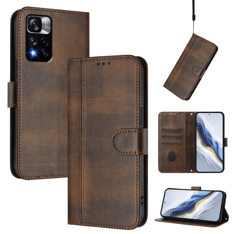 Line Splicing Buckle Retro Leather Phone Case, For Redmi Note 11 Pro+ 5G European, For Redmi Note 10 5G / Note 10T 5G, For Redmi Note 10 Pro 4G / Note 10 Pro Max