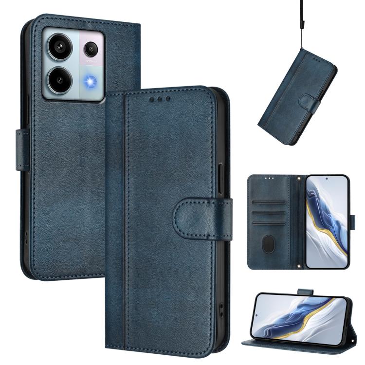 Line Splicing Buckle Retro Leather Phone Case, For Redmi 13C 5G / 4G Global, For Redmi Note 13 4G Global, For Redmi Note 13 Pro 5G Global