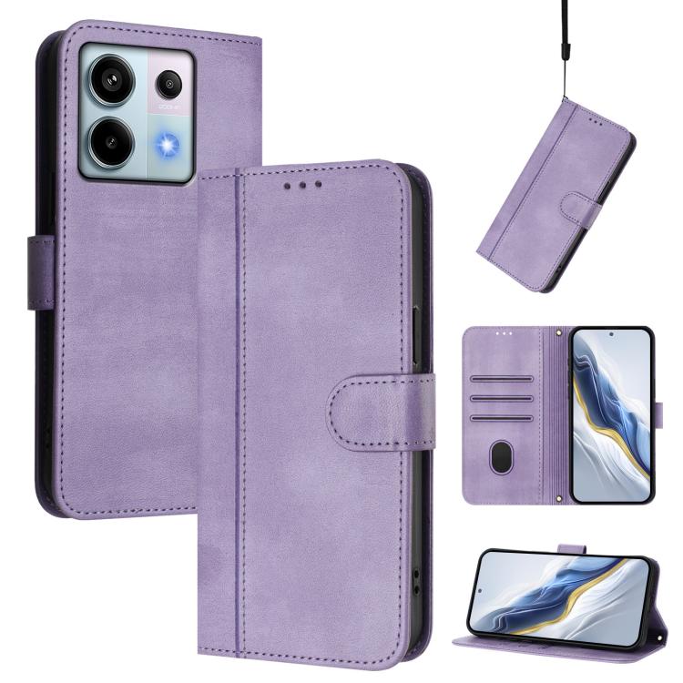 Line Splicing Buckle Retro Leather Phone Case, For Redmi 13C 5G / 4G Global, For Redmi Note 13 4G Global, For Redmi Note 13 Pro 5G Global
