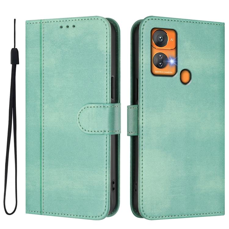 Line Splicing Buckle Retro Leather Phone Case, For Oukitel C33