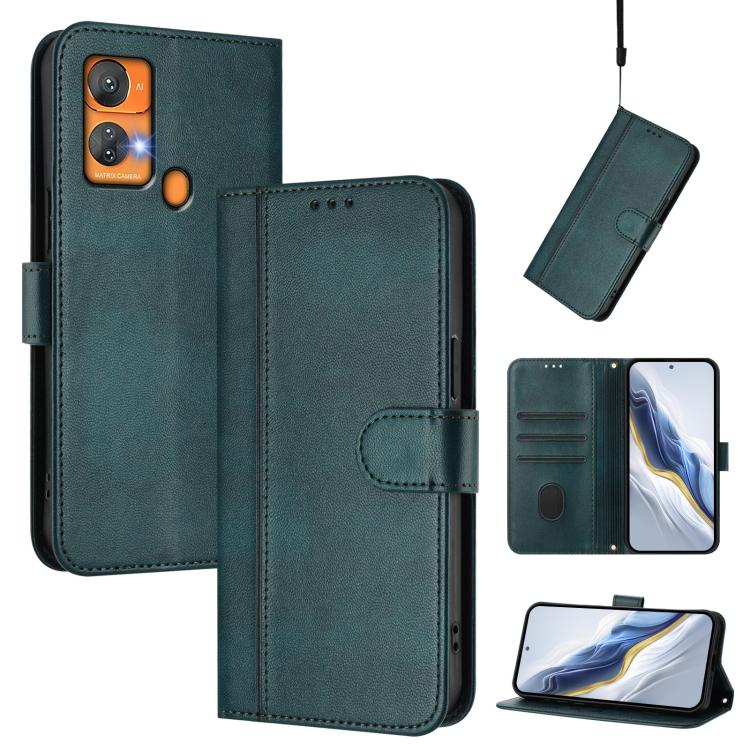 Line Splicing Buckle Retro Leather Phone Case, For Oukitel C33