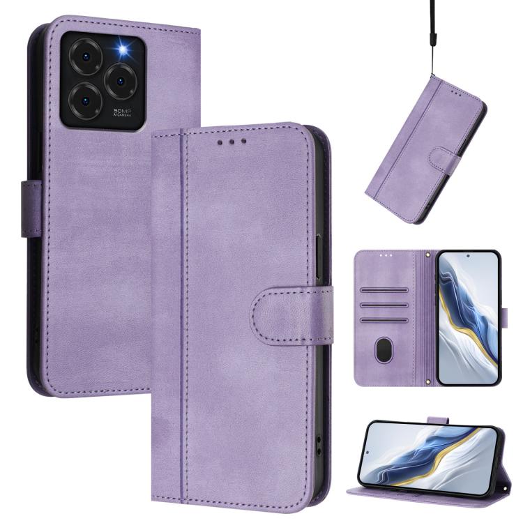 Line Splicing Buckle Retro Leather Phone Case, For Ulefone Note 20 Pro, For Ulefone Note 19, For Ulefone Note 16 Pro