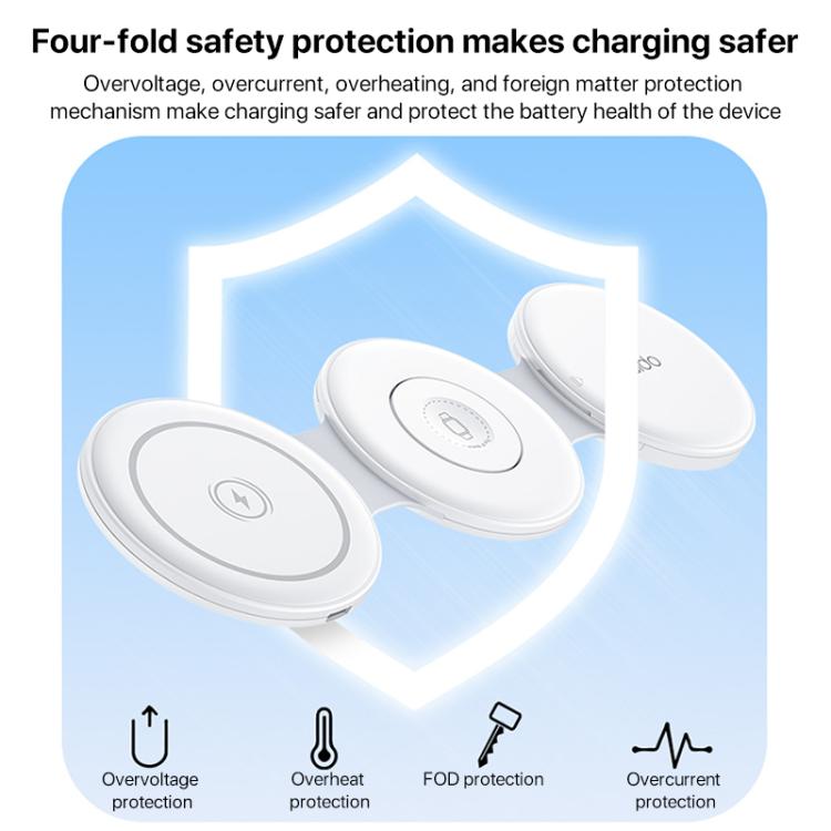 Yesido DS29 5 in 1 Foldable Wireless Charger for Phone / Watch / Earphone(White)