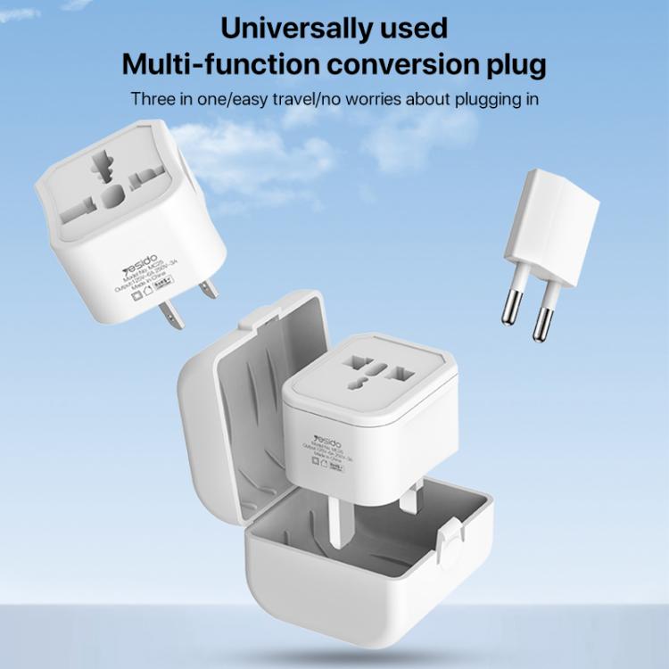 Yesido MC25 750W Universal Multifunction Travel Plug Adapter Kit with Storage Case(White)