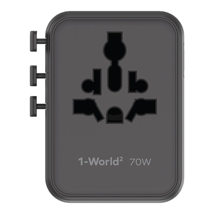 MOMAX UA22 1-World2 70W Dual AC Mini GaN Global Travel Fast Charging Socket(Black)