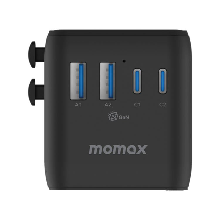 MOMAX UA22 1-World2 70W Dual AC Mini GaN Global Travel Fast Charging Socket(Black)