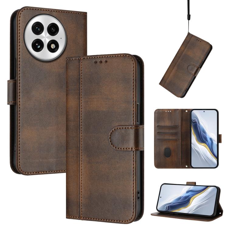 Line Splicing Buckle Retro Leather Phone Case, For OnePlus Ace 5 Racing, For OnePlus 13R / OnePlus Ace 5 Pro, For OnePlus 13