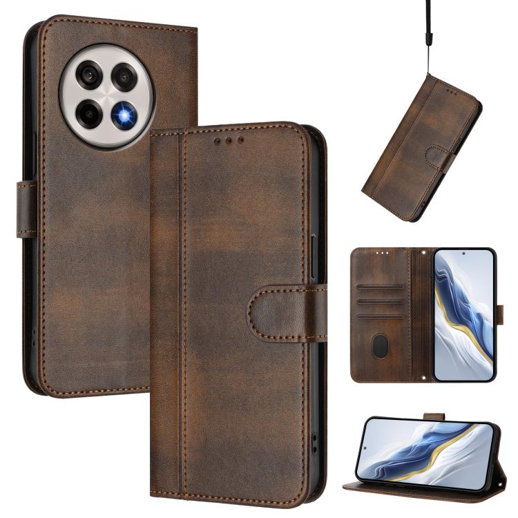 Line Splicing Buckle Retro Leather Phone Case, For OnePlus Ace 5 Racing, For OnePlus 13R / OnePlus Ace 5 Pro, For OnePlus 13